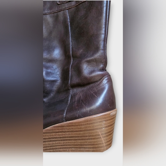 Crocs A-Leigh Lether Wedge Boots Women 6 - Picture 5 of 7